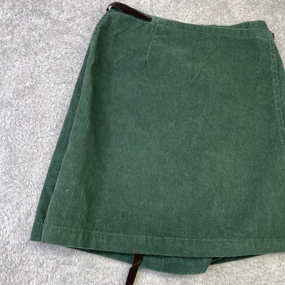 Vintage Made in USA Ivy Collectibles Corduroy Wrap Midi Skirt Green Sz 24x18 - Picture 4 of 9